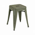 Tabouret de salle à manger carré vert kaki en acier peint 45 x 45 x 46 cm