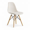 Chaise de salle à manger blanche en polypropylène et polyester avec pieds en hêtre 46 x 54 x 83 cm