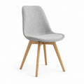 Chaise de salle à manger grise en polyester et hêtre massif forme arrondie 48 x 56 x 83 cm