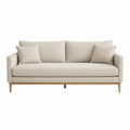 Canapé droit 2 places beige en polyester avec pieds en bois massif 170 x 85 x 85 cm