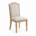 Chaise de salle à manger beige en polyester et bois massif d’hévéa avec dossier cintré 50 x 60 x 103 cm