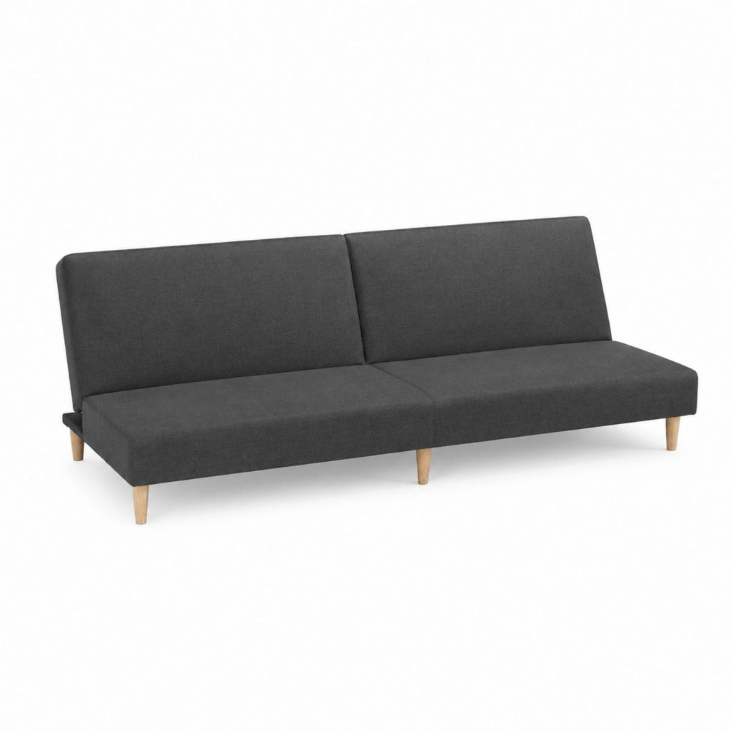 Canapé-lit clic-clac 3 places gris anthracite en polyester avec pieds en bois massif 180 x 90 x 80 cm