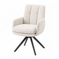Chaise de salle à manger pivotante beige en polyester avec pieds en acier 61 x 62 x 88 cm