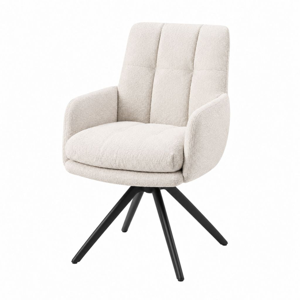 Chaise de salle à manger pivotante beige en polyester avec pieds en acier 61 x 62 x 88 cm