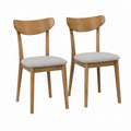 Lot de 2 chaises de salle à manger en chêne massif naturel avec assise gris clair 46 x 52 x 80 cm