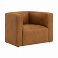 Fauteuil de salon carré marron en cuir synthétique PU 84 x 76 x 70 cm