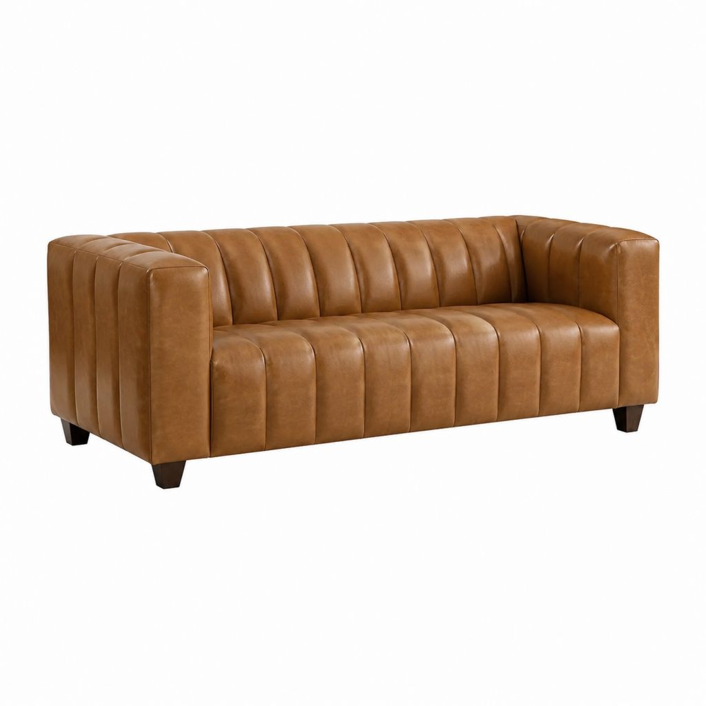 Canapé 2 places marron en cuir synthétique PU capitonné 160 x 85 x 75 cm