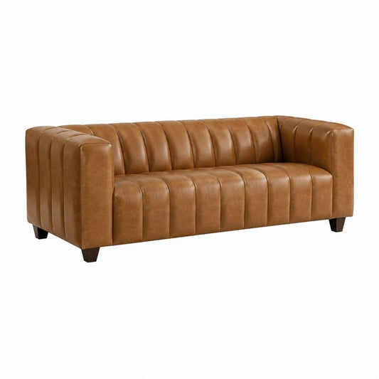 Canapé 2 places marron en cuir synthétique PU capitonné 160 x 85 x 75 cm