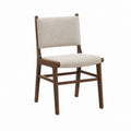 Chaise de salle à manger marron et beige en bois massif avec assise rembourrée 48 x 55 x 82 cm