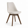 Chaise de salle à manger beige en polyester avec piètement en hêtre massif 83 x 48 x 55 cm