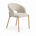 Chaise de salle à manger beige en polyester bouclette et bois d'hévéa 58 x 59 x 80 cm