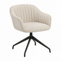 Chaise de salle à manger pivotante beige en polyester bouclette avec piètement en acier 62 x 61 x 83 cm