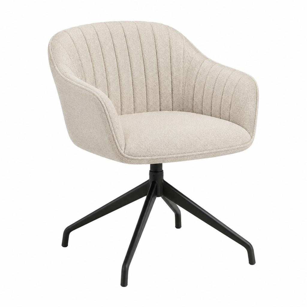Chaise de salle à manger pivotante beige en polyester bouclette avec piètement en acier 62 x 61 x 83 cm