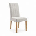 Chaise de salle à manger grise en polyester avec pieds en bois massif 48 x 58 x 100 cm
