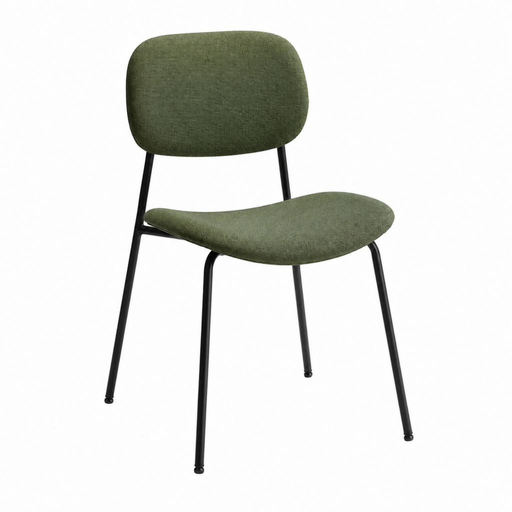 Chaise de salle à manger kaki en polyester et acier noir 82 x 47 x 54 cm