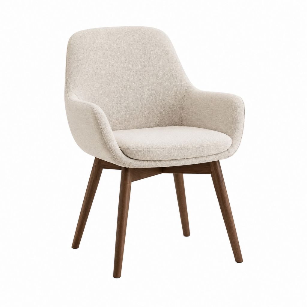 Chaise de salle à manger enveloppante beige en polyester et bois massif 58 x 60 x 82 cm