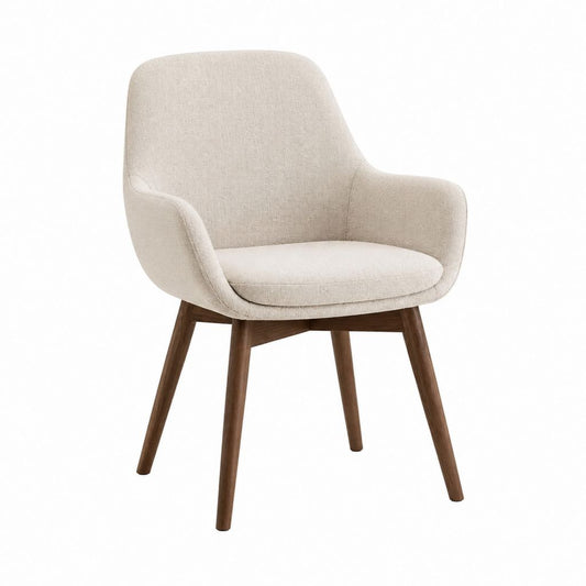 Chaise de salle à manger enveloppante beige en polyester et bois massif 58 x 60 x 82 cm