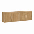 Meuble TV 4 portes chêne naturel MDF plaqué chêne rectangulaire 180 x 40 x 55 cm