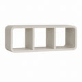 Meuble TV 3 niches beige clair en MDF laqué forme rectangulaire arrondie 120 x 30 x 45 cm