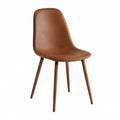 Chaise de salle à manger marron en polyuréthane et bois massif avec dossier incurvé 83 x 48 x 56 cm