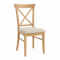 Chaise de salle à manger en chêne massif naturel avec assise rembourrée beige 45 x 52 x 90 cm