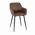 Chaise de salle à manger avec accoudoirs marron en similicuir PU et acier 58 x 61 x 84 cm