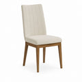 Chaise de salle à manger beige en polyester avec pieds en bois massif 45 x 58 x 98 cm